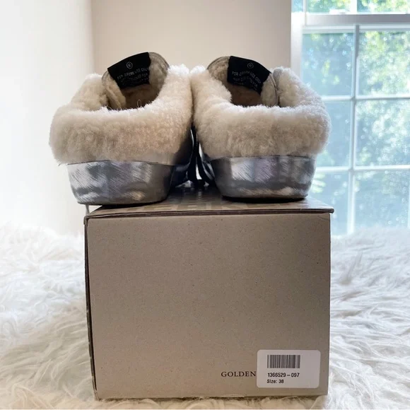 Golden Goose Superstar Sabot Shearling Sneaker White Silver Beige size 38 - Picture 11 of 15